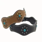 Classic dog collars Luxury Genuine Leather with copper studs dog collar