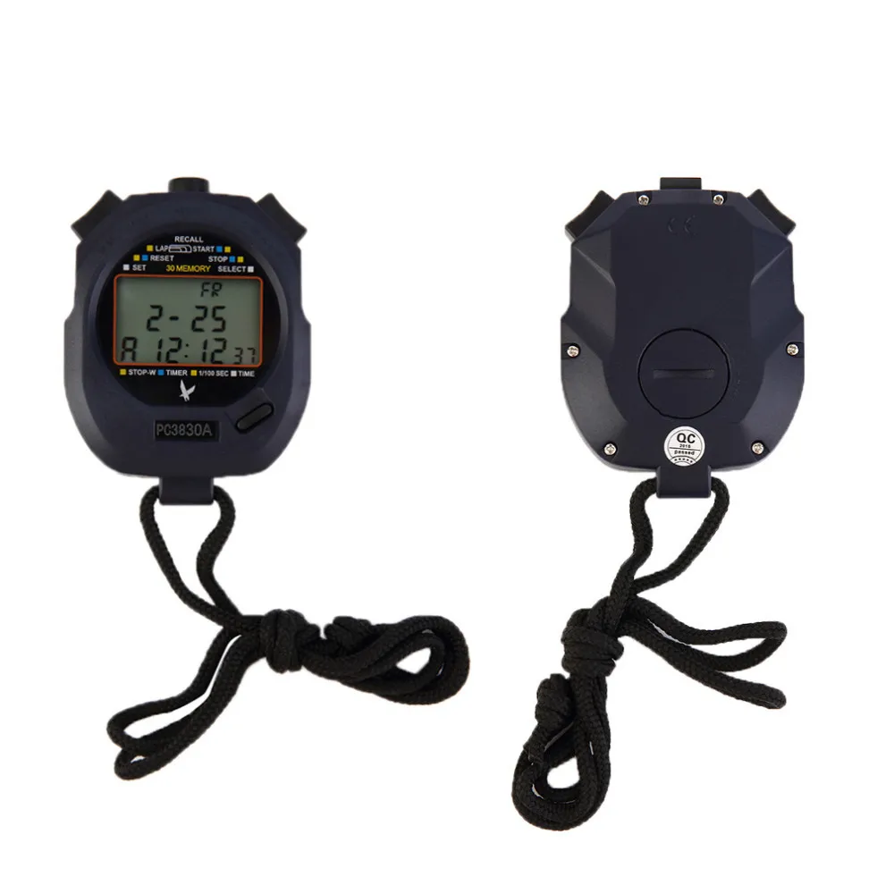 LEAP PC3830A Professional Stopwatch Large-screen Digital LCD Timer Chronograph Counter with 3 Row 30 Memories Stop Watch