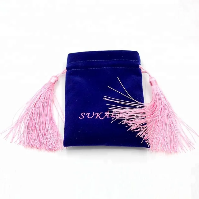 custom printed mini drawstring bag purple velvet jewelry gift