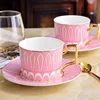 Korean ceramic tea cup with dish pink coffee mugs and saucer sets