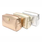 Luxury Fashion Women Rose Gold Blank Pu Leather Oem Make Up Pouch Bag Cosmetic Bag