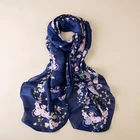 B&Y New Arrival Imitate Silk Black Printed Short Scarf Women Hijab