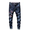 Embroidery flower fancy skinny Xintang manufacture denim jeans for mens