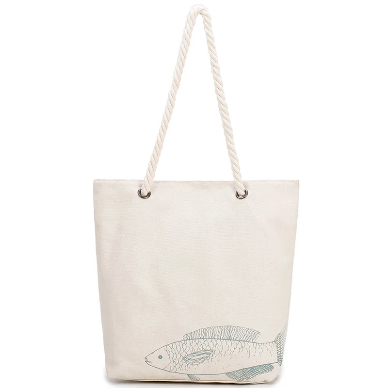 canvas beach tote with rope handles