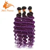 Ombre Purple Brazilian Deep Curl Hair Weaving Bundles 1BTPurple Virgin Purple Human Hair Weave