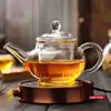 Mini heat resistant pyrex glass teapot with tea strainer