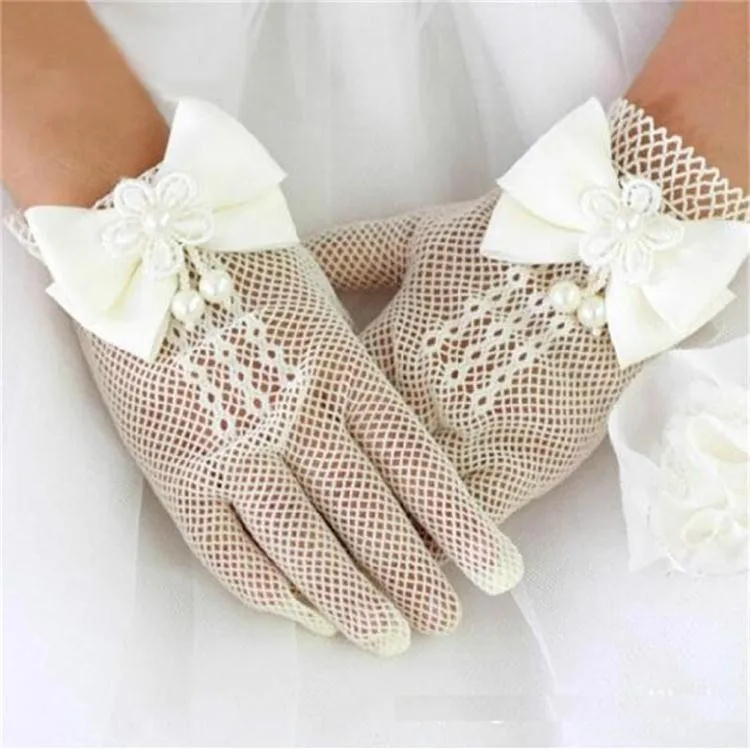 Royal Style luury flower girls party gloves waist flowers bow decoration childrens little girl princess manner vintage gloves