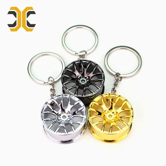 custom car wheel hub keychain metal car part keychain