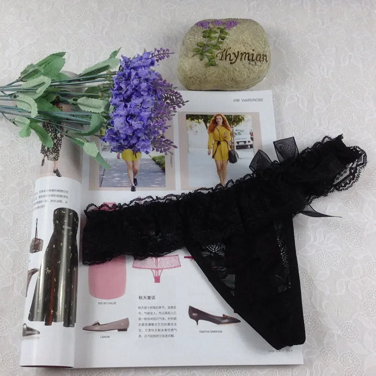 Stock Lace transparent panties women high quality Butterfly women underwear thongs Sey Thong Lace T Word Pants underwear women b