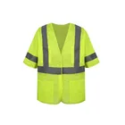 Man's zipper closure W/4 pockets reflective HI-VIZ class 3 mesh safety vest