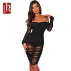HS Fashion Women Sexy Club Party Summer Night Backless Bodycon Solid Slim Mesh Pleat See-through Black Dress