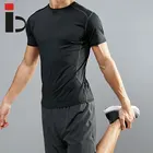 OEM factory plain black mens t shirt compression sports mens training shirt