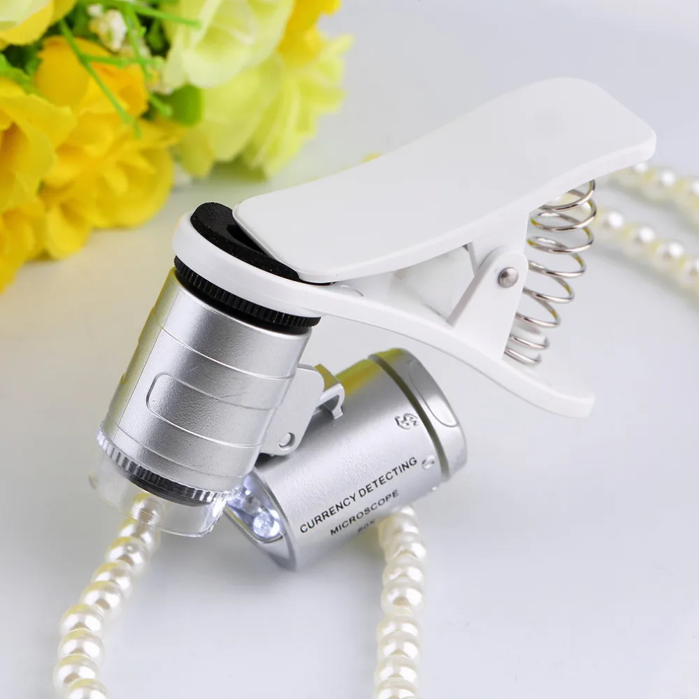 Wholesale 9882W 60X Magnifying Universal Mobile Phone LED Microscope Magnifier with Clip