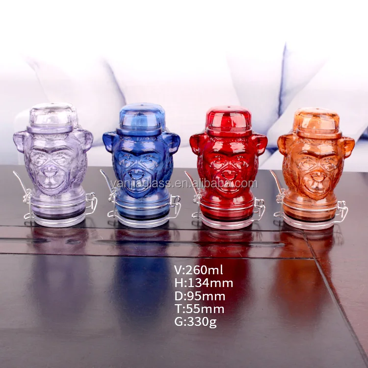 Unique design 100ml 260mlsprayed animal shaped glass food storage jar with clip lid