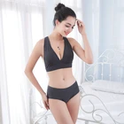 Woman sports active wear sexy boob tube top yoga seamless bra and panties set