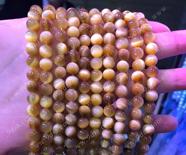 Wholesale Natural Tiger Eye Beads Green Mineral Gemstones Star-Shaped Round Gems