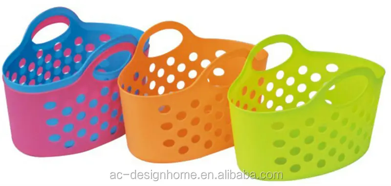 lime green, orange 4l ldpe plastic shopping bag basket