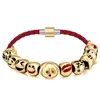 Lucky Red Leather Rope for Girls Fashion 18K Gold Plated Cat Animals Faces Charms Bracelets