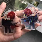 low MOQ Anime printed charms maker custom clear acrylic keychain with glitter epoxy hologram