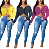 81129-MX9 3 colors sexy women clothing plus size crop tops for women