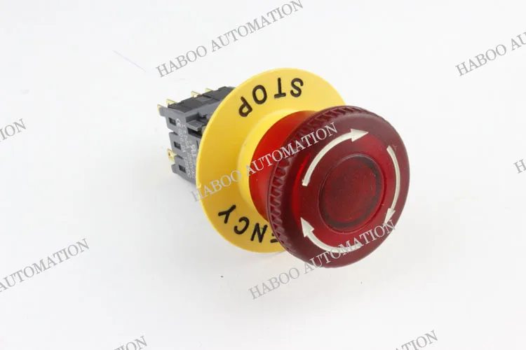 Dia.16mm Illuminated Emergency Stop Switch Led 6v 12v 24v 110v 220v 2no