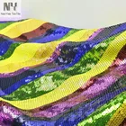 Nanyee Textile 5mm Middle Hole Multi Colors Embroidered Wave Sequin Fabric