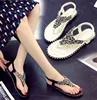 High quality ladies flat shoes hot selling crystal design roman fashion toepost sandals