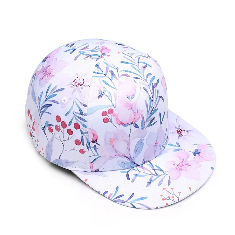 2017 new fashion flat brim custom print  floral snapback cap hat 