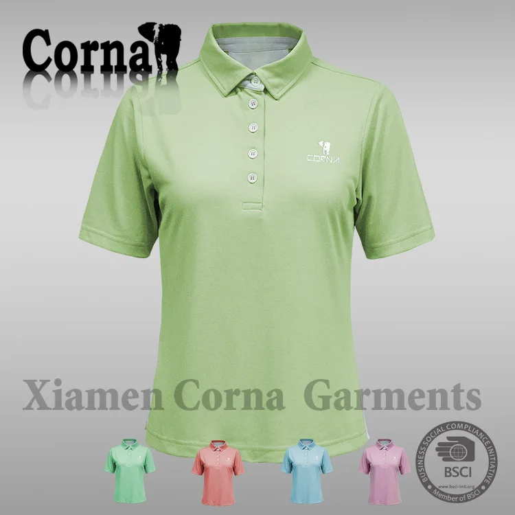Plain dyed 160 grams 100% polyester ladies polo shirt with great price