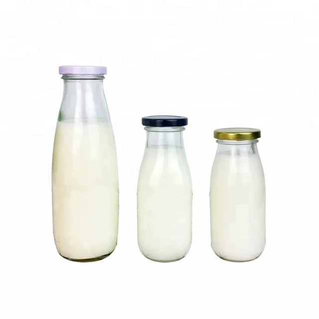 wholesale french square round juice glass milk bottle with