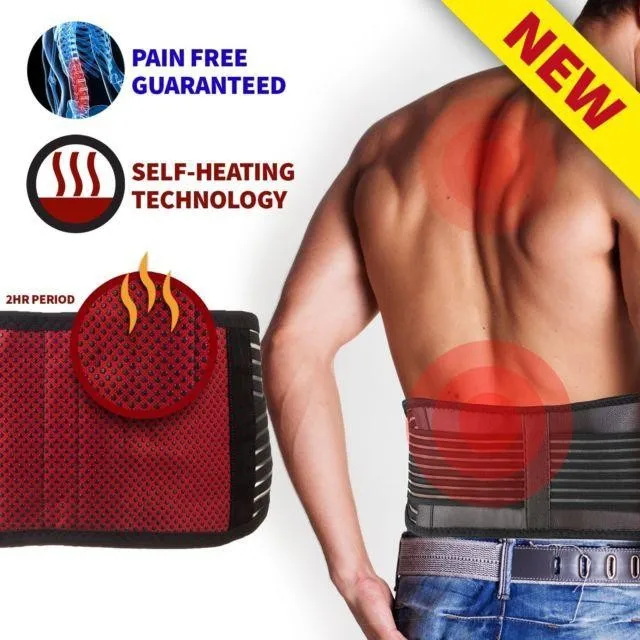 Adjustable Lumbar Lower Back Support Brace - Self-heating Magnetic Therapy Waist Trimmer Belt