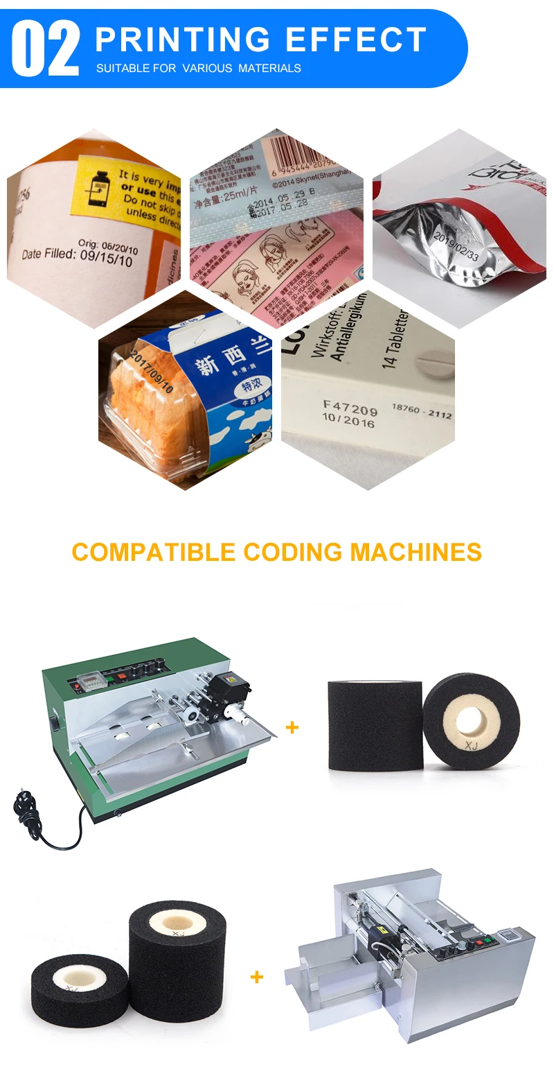 Expiry Date Printing Machine / Batch Code Printing Machine Used Hot Ink Roll / Hot Solid Ink Roller For Hot Ink Roll Printer
