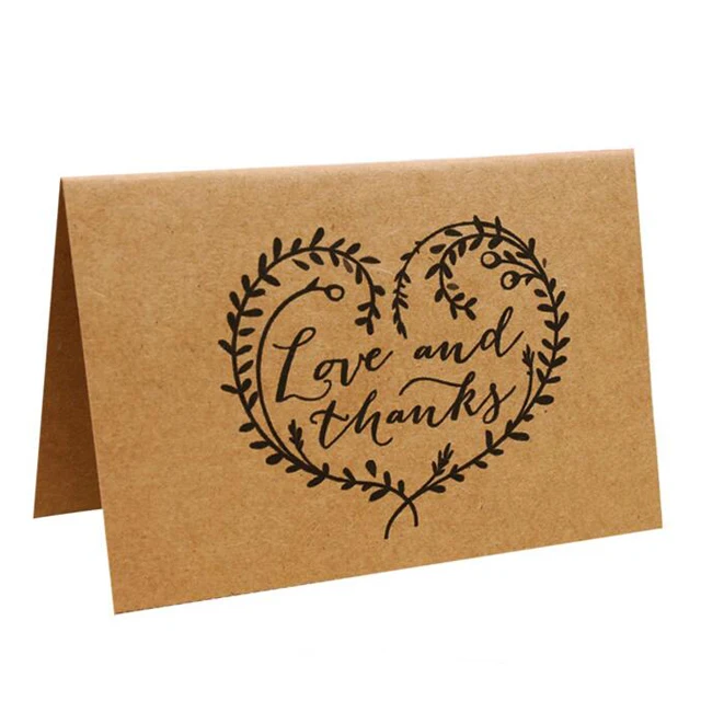 custom romantic letter printed gift thank you card, folded paper