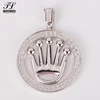 High polish cubic zirconia vintage sterling silver pendant crown+zircon crown charms
