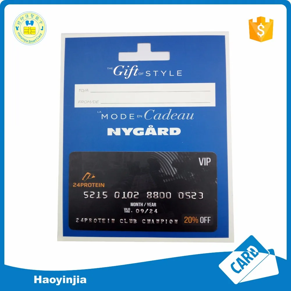 cmyk printing promotion plastic hanging pvc loyalty gift card