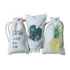 The newest cotton canvas laundry bag drawstring rope handle mini pouch bag grocery