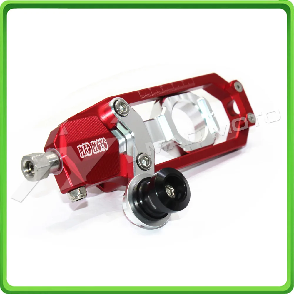 Motorcycle Chain Tensioner Adjuster with bobbins kit for Yamaha R1 YZF-R1 2007 2008 2009 2010 2011 2012 2013 2014 Red&Silver (9)