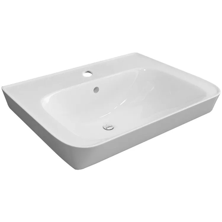 ANNWA New Bathroom Single Hole Bathroom Ceramic Cabinet Wash  Top Basin Sink N60G07