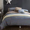 natural soft blue and light coffee stripe 100% cotton knitted jersey bed sheet