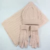 HZM-18077 Winter Beanie Hat Scarf Gloves Knit Skull Cap Infinity Scarves Touch Screen Mittens for Men Women 3 PCS Knitted Set