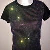Women's fancy Crystal rainbow rhinestone diamonds girl Fitted t shirt sexy stretchy woman crop tops stretchy cotton t shirt
