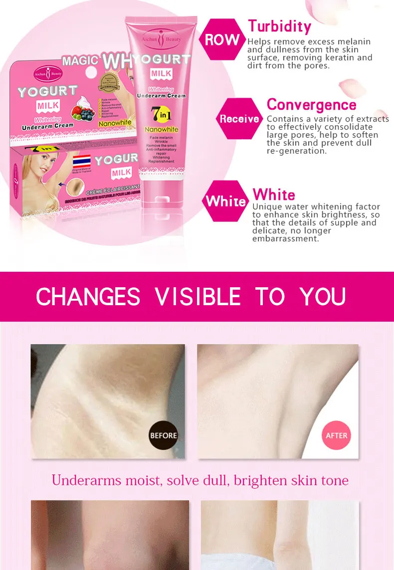 Aichun Beauty No Side Effective Black Armpit Underarm Yogurt Milk Skin Whitening Cream