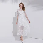 2018 New Summer Fashion Design Transparent White Lace Dress for Lady Adults