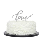 Bridal Shower Party Favors Love Silver Glitter Acrylic Cake Topper For Party Decoration