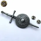 Factory prices custom design enamel metal pin 3D sword and shield lapel pin