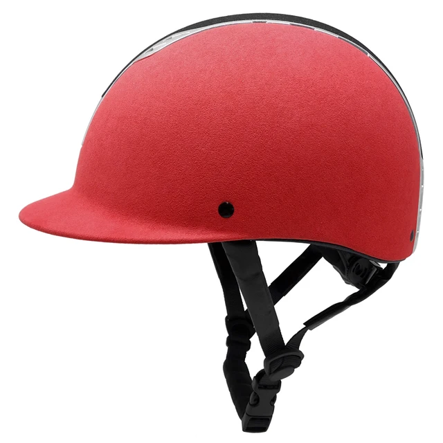 High quality red microfiber velvet horse riding helmet/equestrian helmet