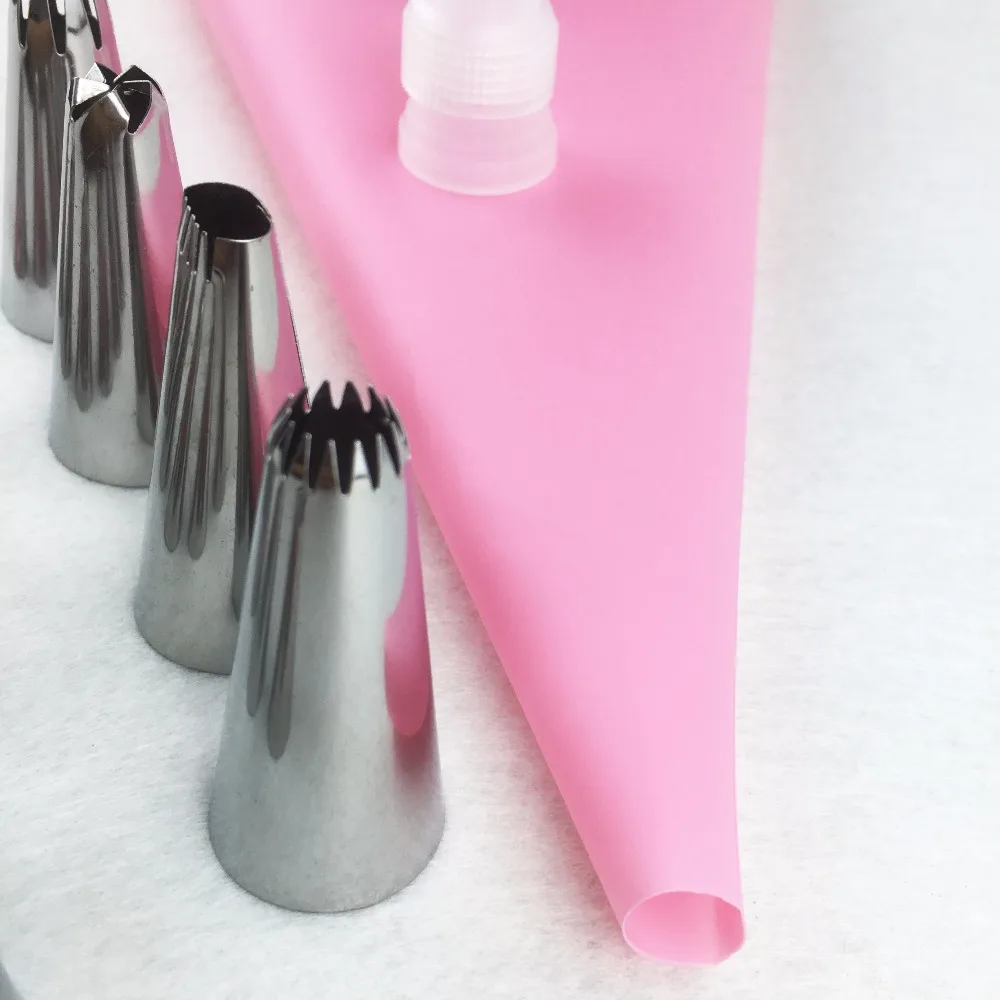 4 Pastry Nozzles Stainless Steel Metal Set