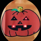 Custom Design Printed Led Halloween Pumpkin Red Light Weaving Cotton Cloth Hand Bag