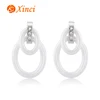 Big Circle White Ceramic Stainless Steel Earring Blank Jewelry Women