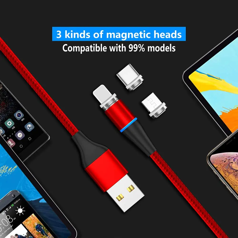 Magnetic USB Cable 3A Fast Charging Micro Type C Lighting Charger Data Cabo For iPhone xr 8 plus Samsung xiaomi Android - ANKUX.COM
